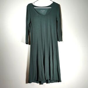 Soft Surroundings green ribbed knit midi dress M petite